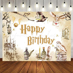 Lofaris Sparkling Castle Owl Magic Theme Birthday Backdrop
