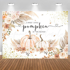 Lofaris Sparkling Floral Pumpkins Backdrop For Baby Shower
