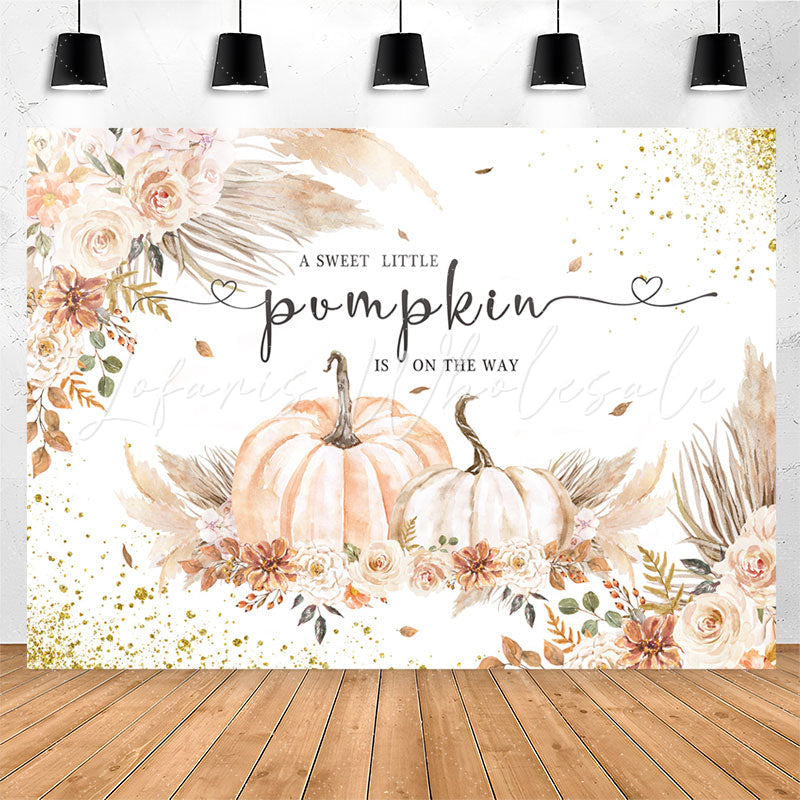 Lofaris Sparkling Floral Pumpkins Backdrop For Baby Shower