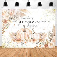 Lofaris Sparkling Floral Pumpkins Backdrop For Baby Shower