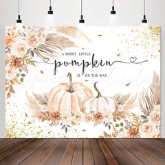 Lofaris Sparkling Floral Pumpkins Backdrop For Baby Shower