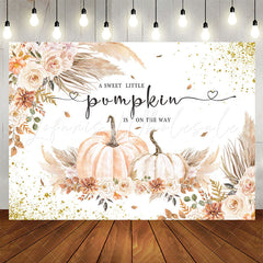 Lofaris Sparkling Floral Pumpkins Backdrop For Baby Shower