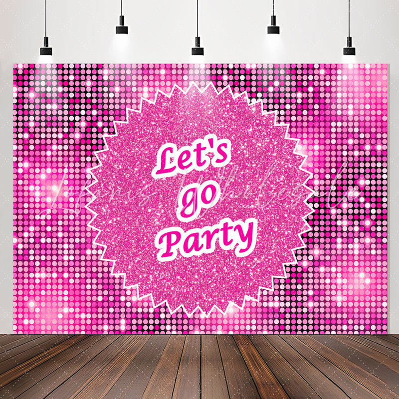 Lofaris Sparkling Sequin Pink Lets Go Party Backdrop For Girls