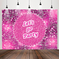 Lofaris Sparkling Sequin Pink Lets Go Party Backdrop For Girls
