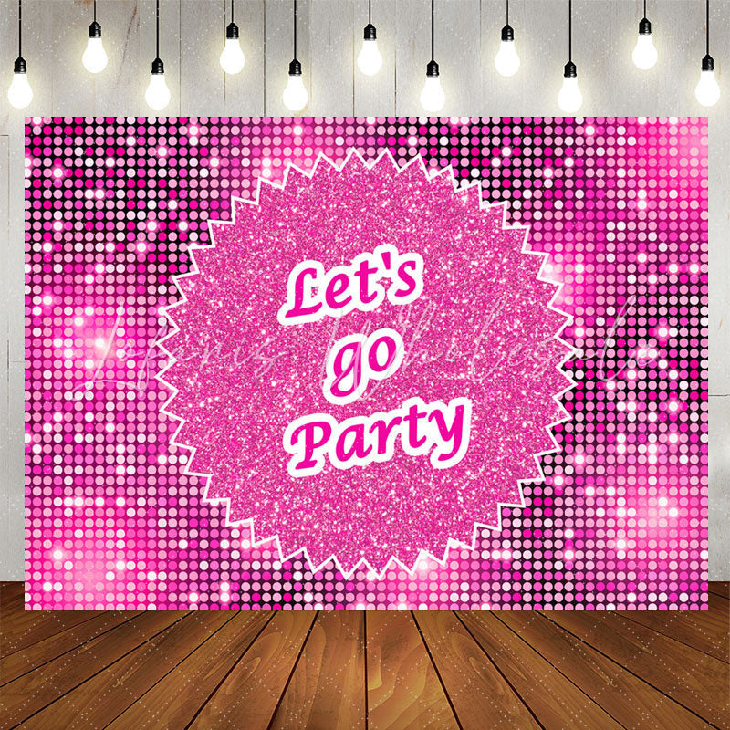 Lofaris Sparkling Sequin Pink Lets Go Party Backdrop For Girls