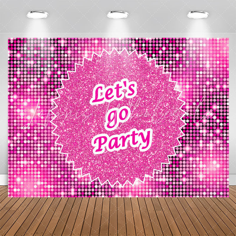 Lofaris Sparkling Sequin Pink Lets Go Party Backdrop For Girls