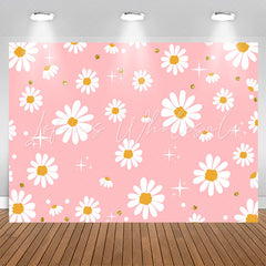 Lofaris Sparkling White Flowers Pink Girls Party Backdrop