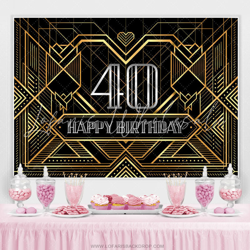Lofaris Special Lines Silver Happy 40Th Birthday Backdrop
