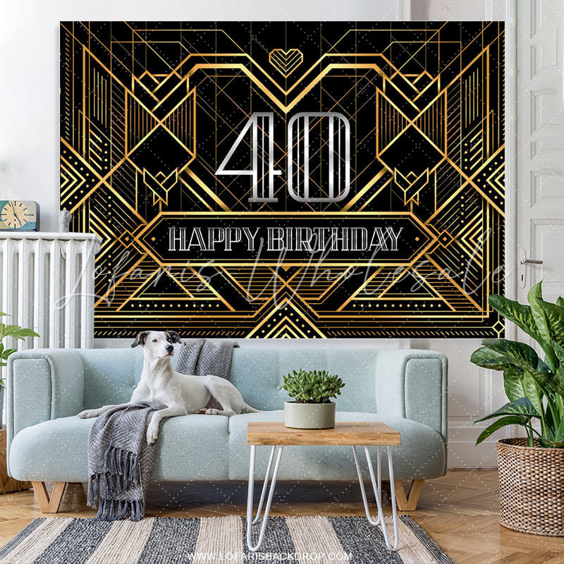 Lofaris Special Lines Silver Happy 40Th Birthday Backdrop