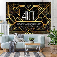 Lofaris Special Lines Silver Happy 40Th Birthday Backdrop