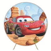 Speedy Cars Round Backdrop For Racing-Themed Kids Party Fun