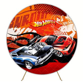 Speedy Hot Wheels Round Backdrop For Fast-Paced Party Fun