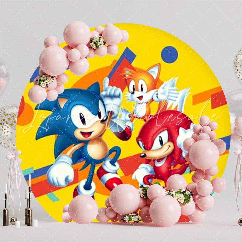 Speedy Sonic Round Backdrop For Action-Packed Kids Party Fun
