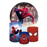 Spider Man Themed Round Backdrop and Cylinders Kit for Heroes