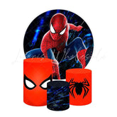 Spider Man Themed Round Backdrop and Cylinders Kit for Kids Parties