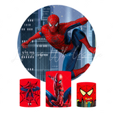 Spiderman Birthday Party Round Backdrop Cover Plinth Cylinder Pedestal Cover