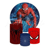 Spiderman Themed Round Backdrop and Cylinders Kit for Birthdays
