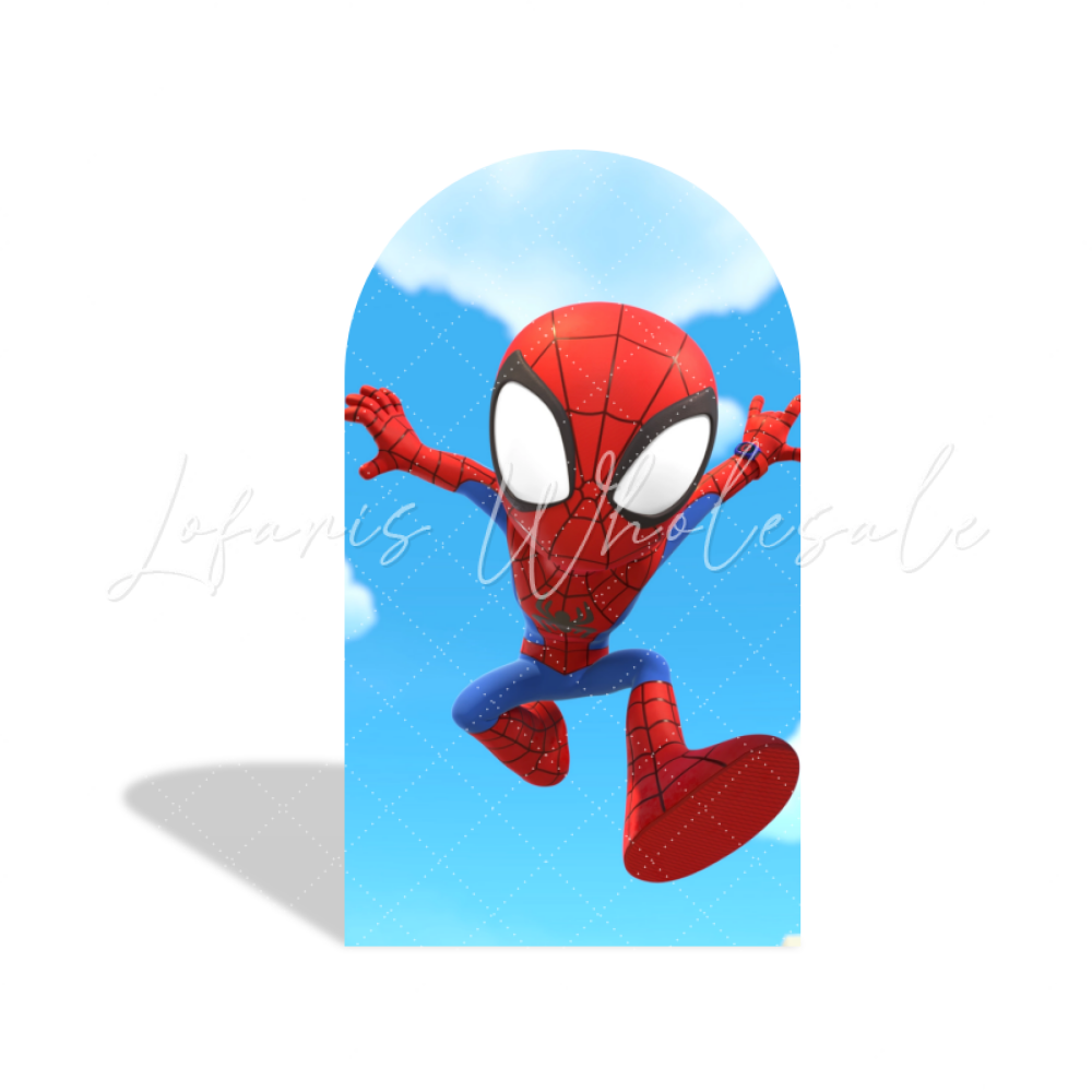 Spidey And His Friend Cartoon Happy Birthday Party Arch Backdrop Wall Cloth Cover