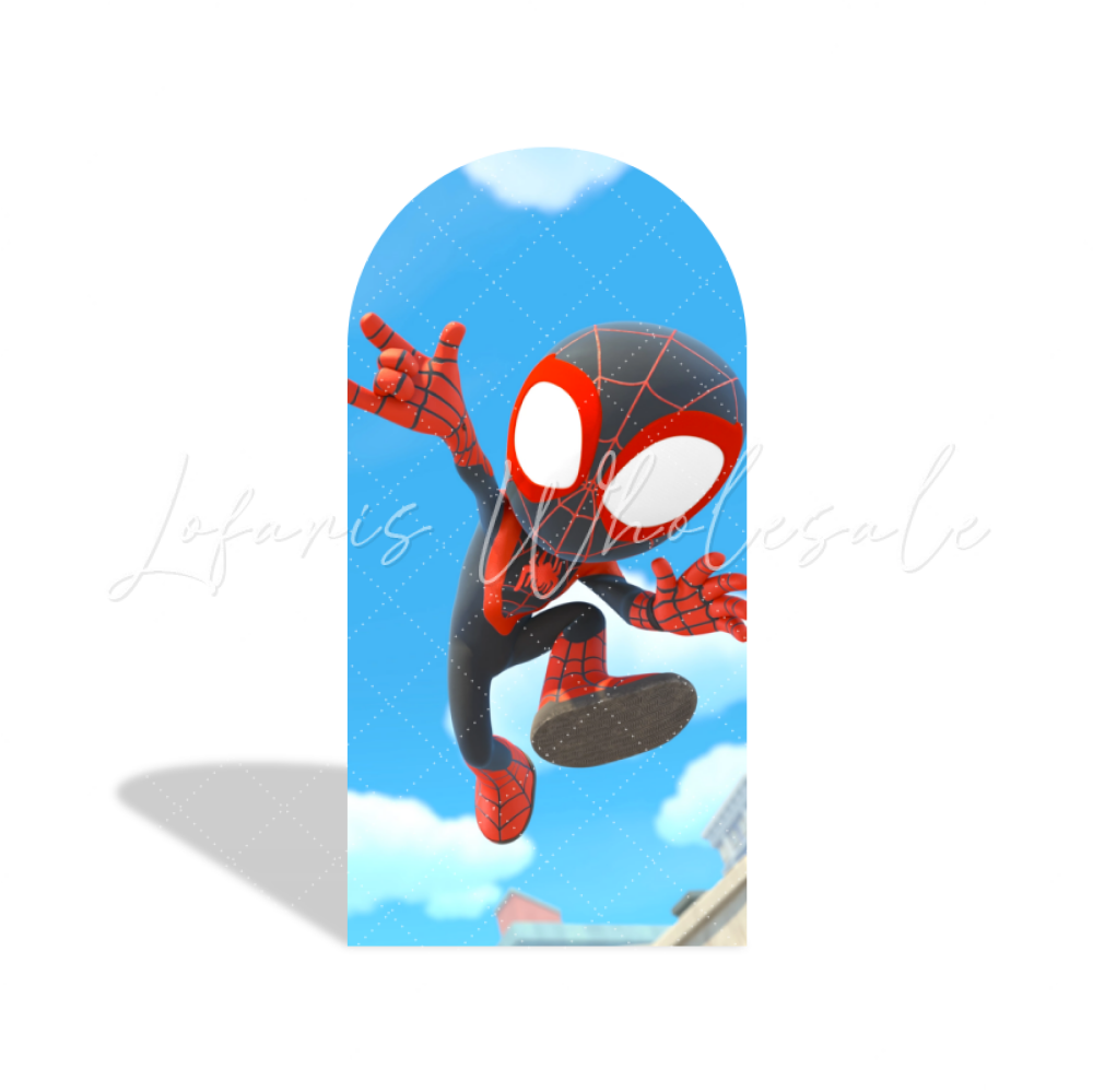 Spidey And His Friend Cartoon Happy Birthday Party Arch Backdrop Wall Cloth Cover