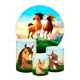 Spirit Disney Themed Round Backdrop and Cylinders Kit for Events