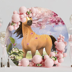 Spirit Wild Horse Round Backdrop For Adventure Themed Party