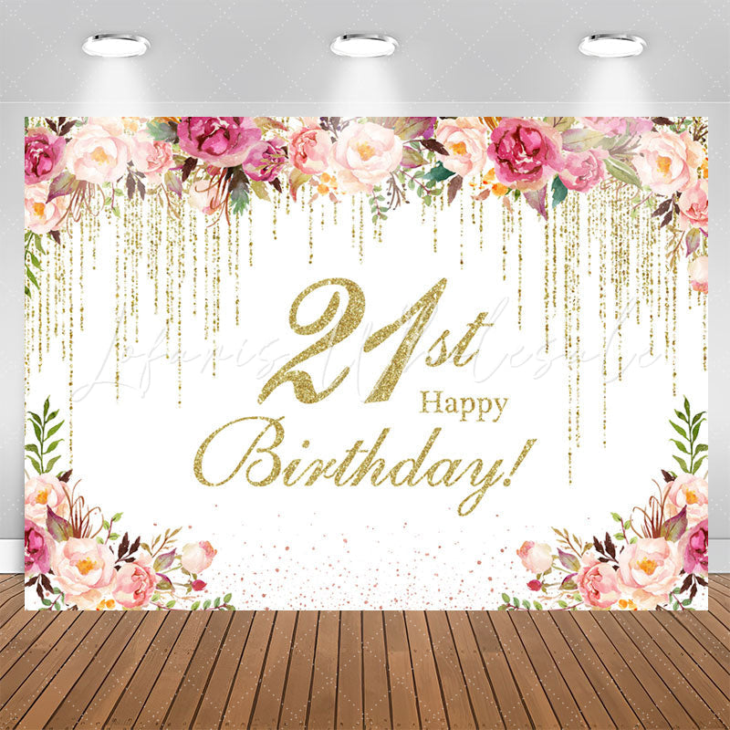 Lofaris Splashed Flower 21st Birthday Backdrop For Women