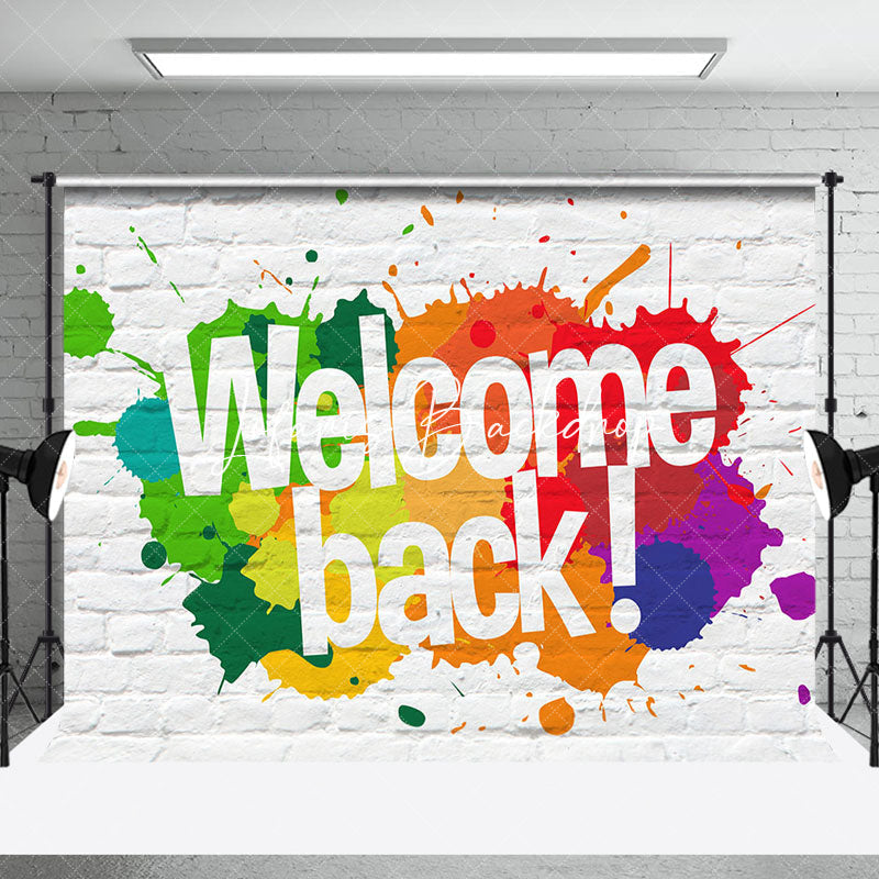 Lofaris Splashing Graffiti Brick Wall Welcome Back Backdrop