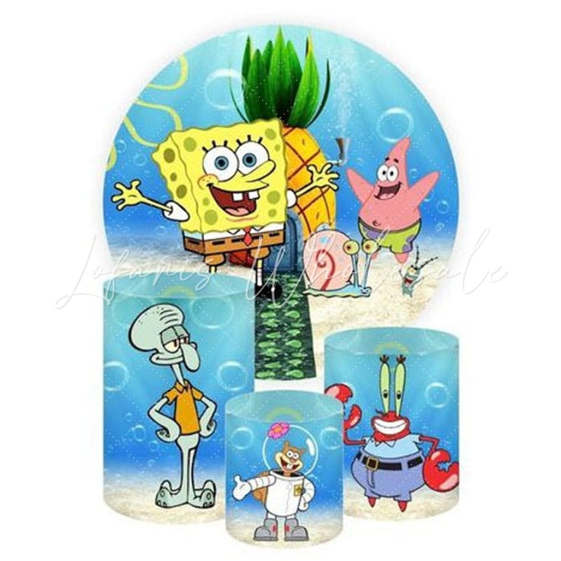 Sponge Bob Themed Round Backdrop and Cylinders Kit
