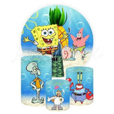 Sponge Bob Themed Round Backdrop and Cylinders Kit