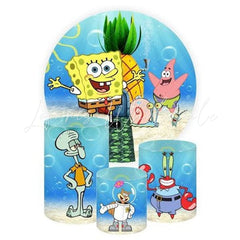 Sponge Bob Themed Round Backdrop and Cylinders Kit