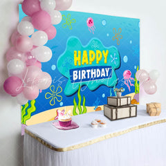 Spongebob Cartoon Under The Sea Jellyfish Happy Birthday Backdrop