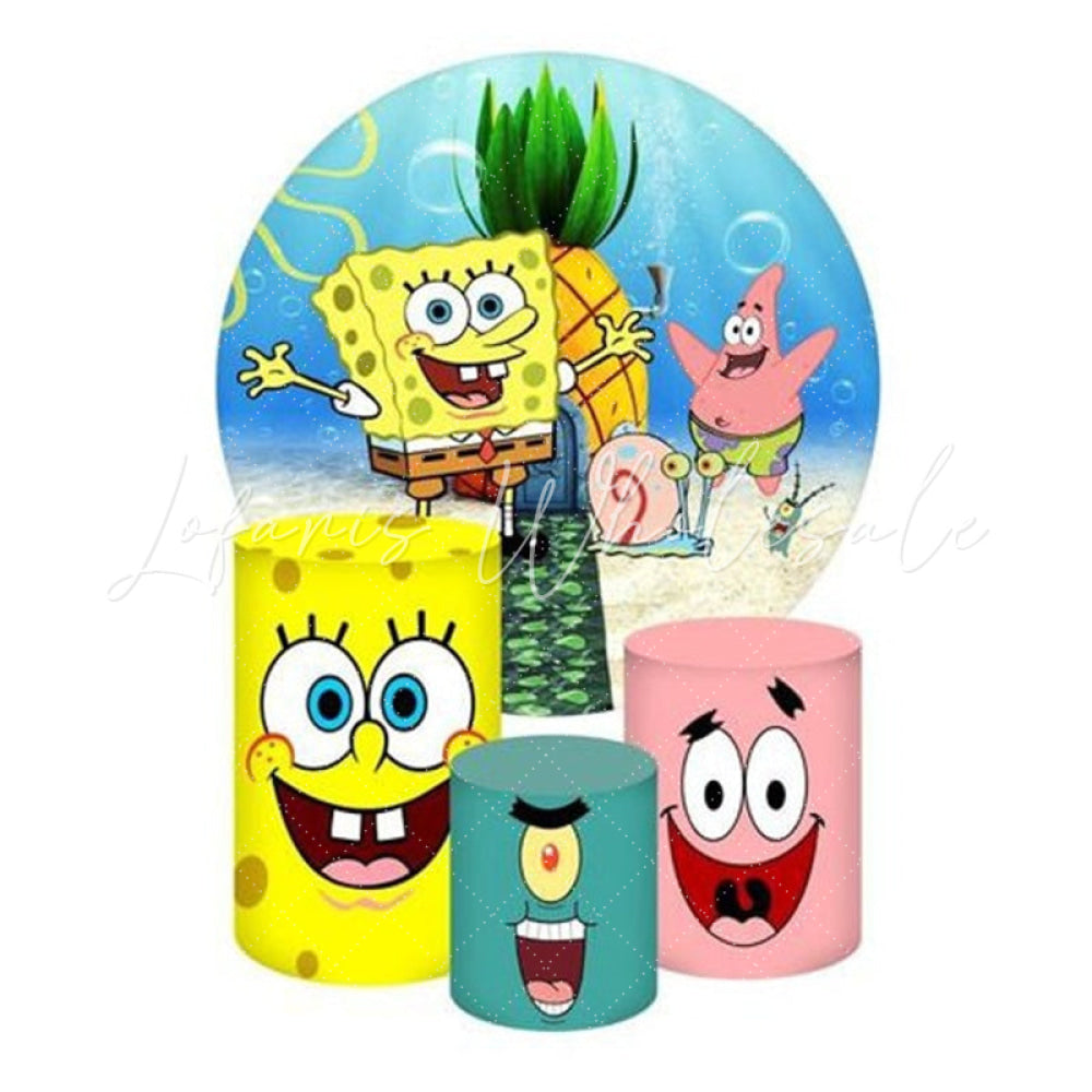 SpongeBob Themed Round Backdrop and Cylinder Cover Kit for Parties