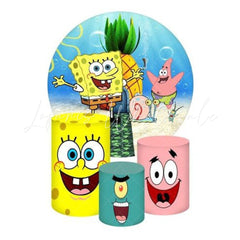 SpongeBob Themed Round Backdrop and Cylinder Cover Kit for Parties