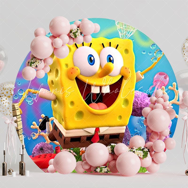 SpongeBob Underwater Fun Round Backdrop For Cartoon Party