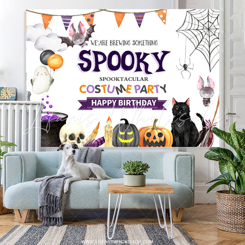 Lofaris Spooky Costume Party Halloween Happy Birthday Backdrop