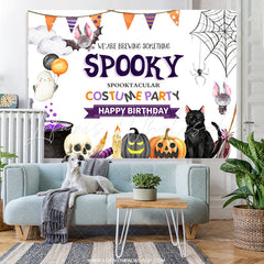 Lofaris Spooky Costume Party Halloween Happy Birthday Backdrop