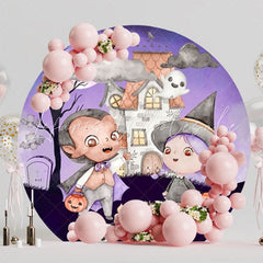 Spooky Halloween Round Backdrop For Trick Or Treat Party Fun