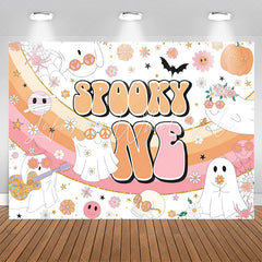 Lofaris Spooky Rainbow Floral 1st Birthday Backdrop For Girls