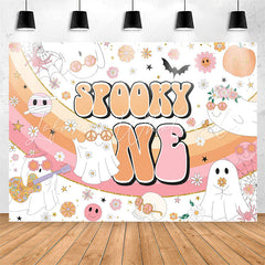 Lofaris Spooky Rainbow Floral 1st Birthday Backdrop For Girls