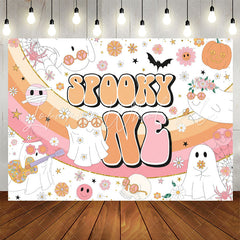 Lofaris Spooky Rainbow Floral 1st Birthday Backdrop For Girls