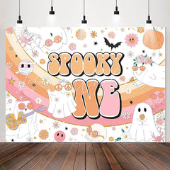 Lofaris Spooky Rainbow Floral 1st Birthday Backdrop For Girls