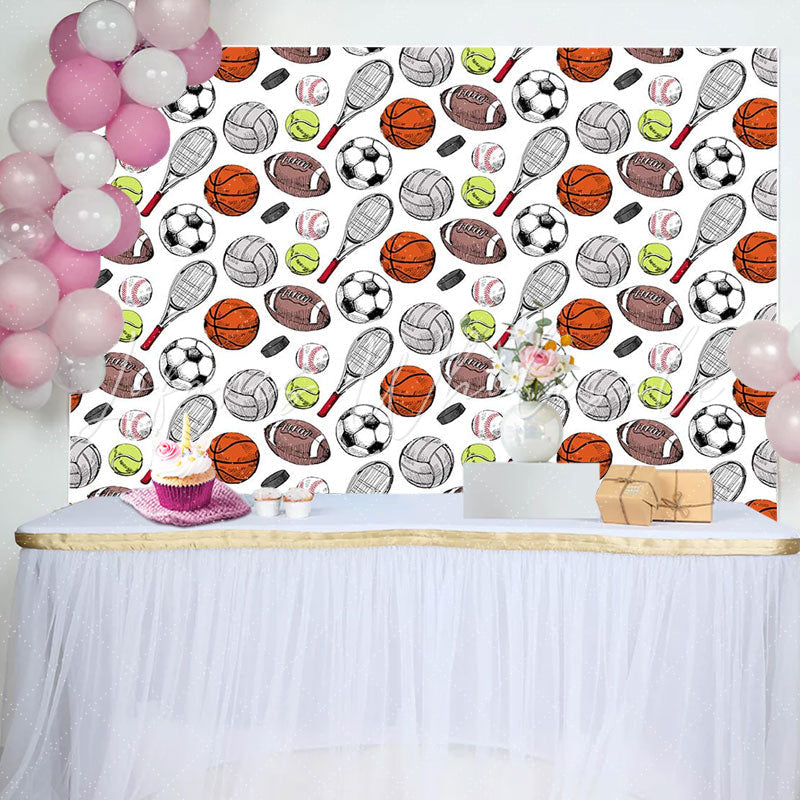 Lofaris Sports Balls Pattern Baby Shower Backdrop For Boy