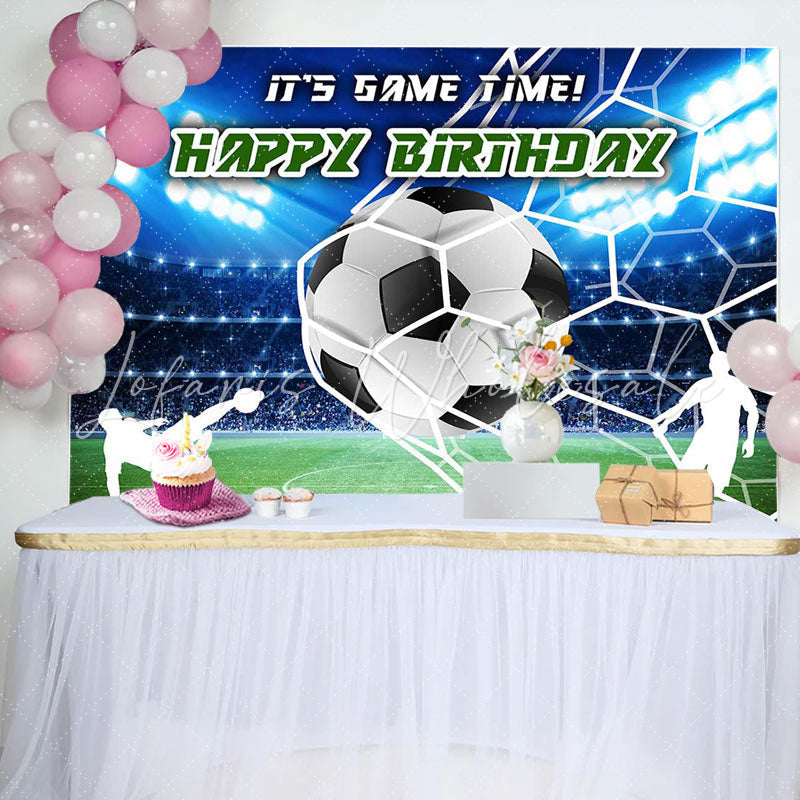 Lofaris Spotlight Football Field Happy Birthday Backdrop