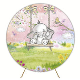 Spring Elephant Round Backdrop for Baby or Kids Party