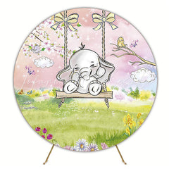 Spring Elephant Round Backdrop for Baby or Kids Party