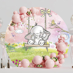 Spring Elephant Round Backdrop for Baby or Kids Party