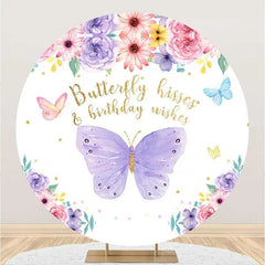 Lofaris Spring Floral Butterfly Round Backdrop For Birthday