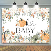 Lofaris Spring Floral Leaves Pumpkins Baby Shower Backdrop