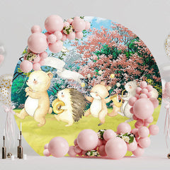 Spring Parade Forest Round Backdrop for Kids Celebration