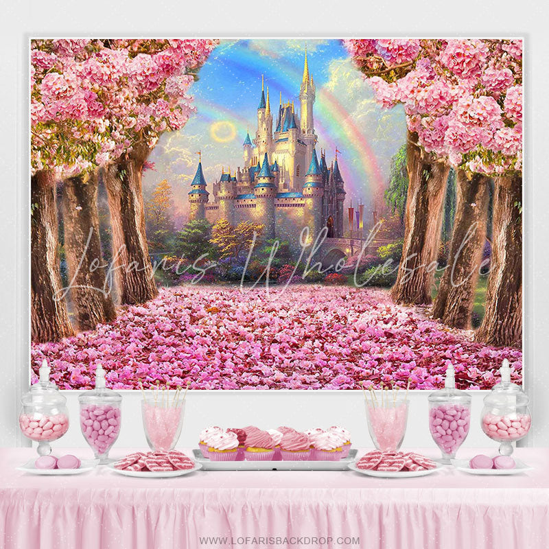 Lofaris Spring Pink Sakura Flowers Birthday Party Backdrop